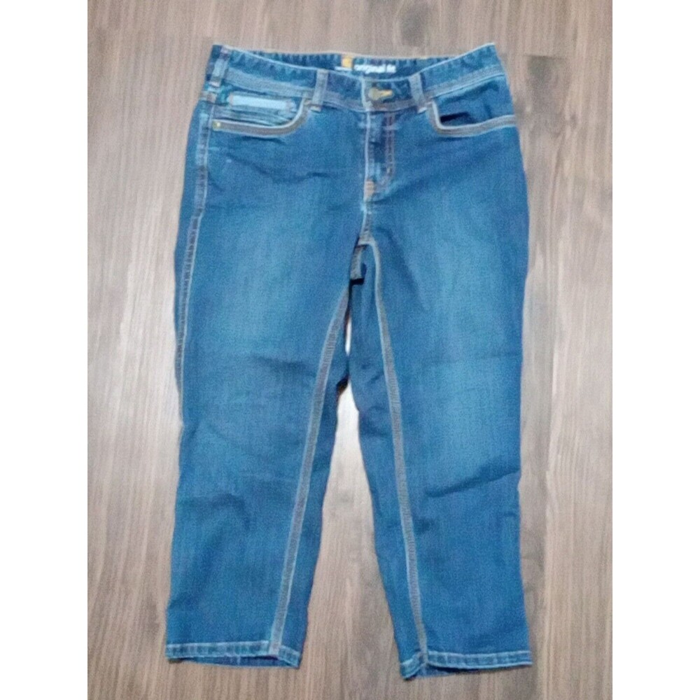 Carhartt jeans Womens size 6 Original Fit Cropped Denim Dark Wash Mid Rise